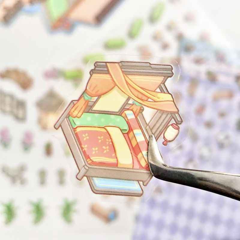 Cute Cottage – 3D Miniature Sticker Scenes - 4 Theme Sets: Surprise Circus | Forest Cottage | Tranquil Courtyard | Gourmet Street