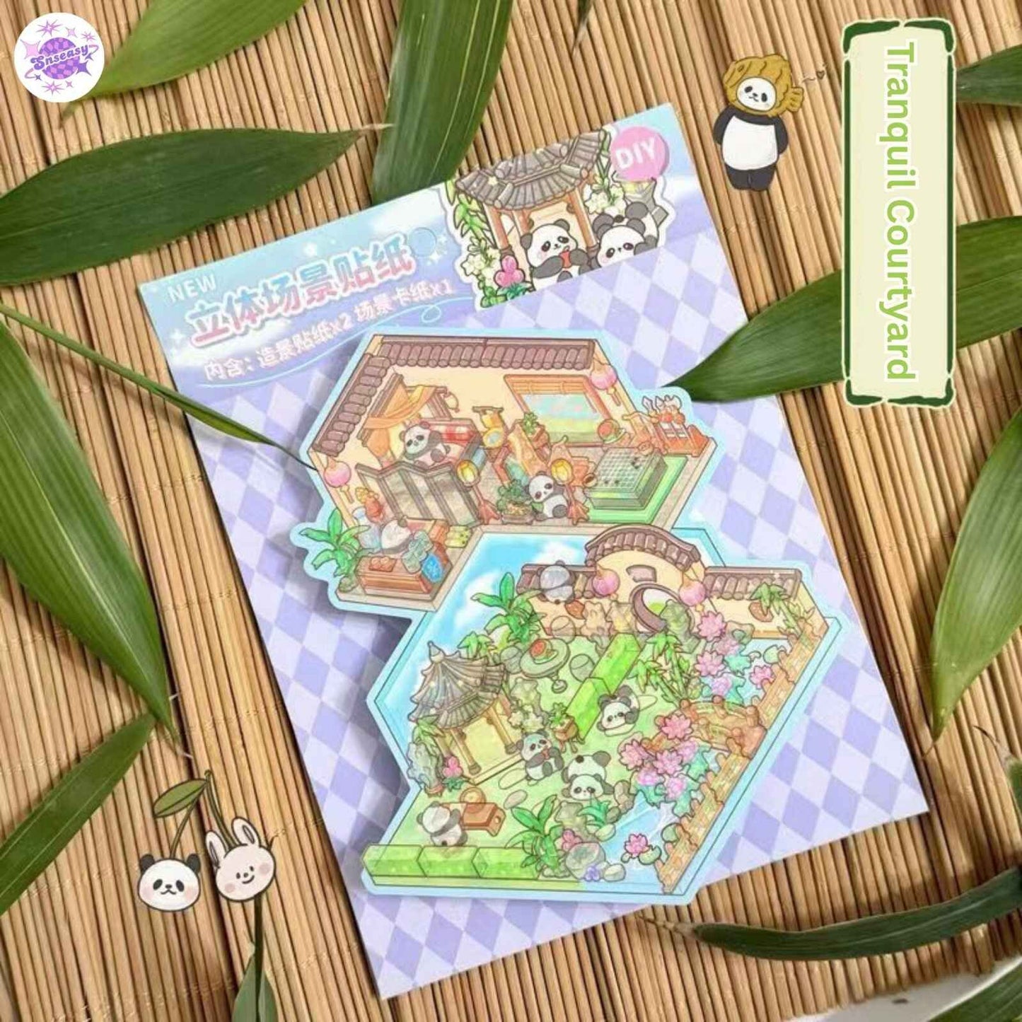 Cute Cottage – 3D Miniature Sticker Scenes - 4 Theme Sets: Surprise Circus | Forest Cottage | Tranquil Courtyard | Gourmet Street