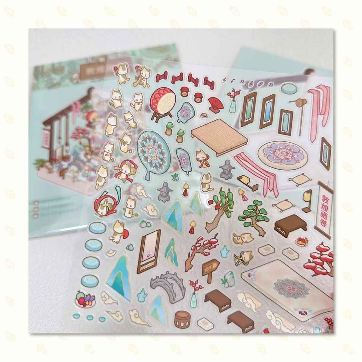 Chinese Heritage - Original Design – 3D Miniature Sticker Scenes - 4 Theme Sets: Dunhuang Scrolls | Garden Chess | Silk Road Travel | Tie-Dye Art Studio