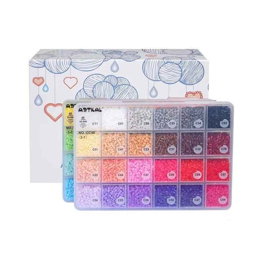 PERLER Beads Pixel Art Kit - 24000+ Fuse Beads, 48 Colors, DIY Craft Kit for Ages 14+