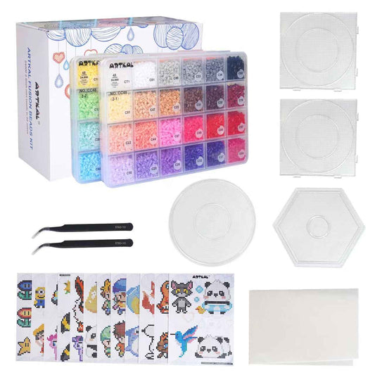 PERLER Beads Pixel Art Kit - 24000+ Fuse Beads, 48 Colors, DIY Craft Kit for Ages 14+