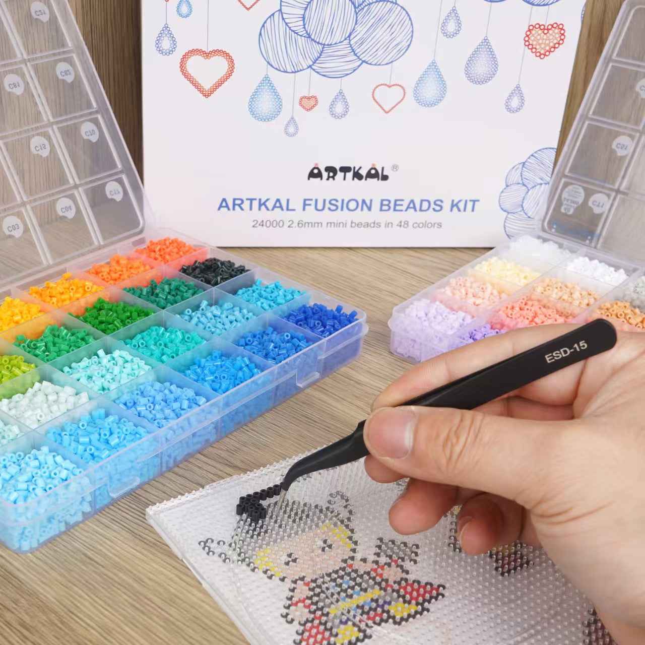 PERLER Beads Pixel Art Kit - 24000+ Fuse Beads, 48 Colors, DIY Craft Kit for Ages 14+