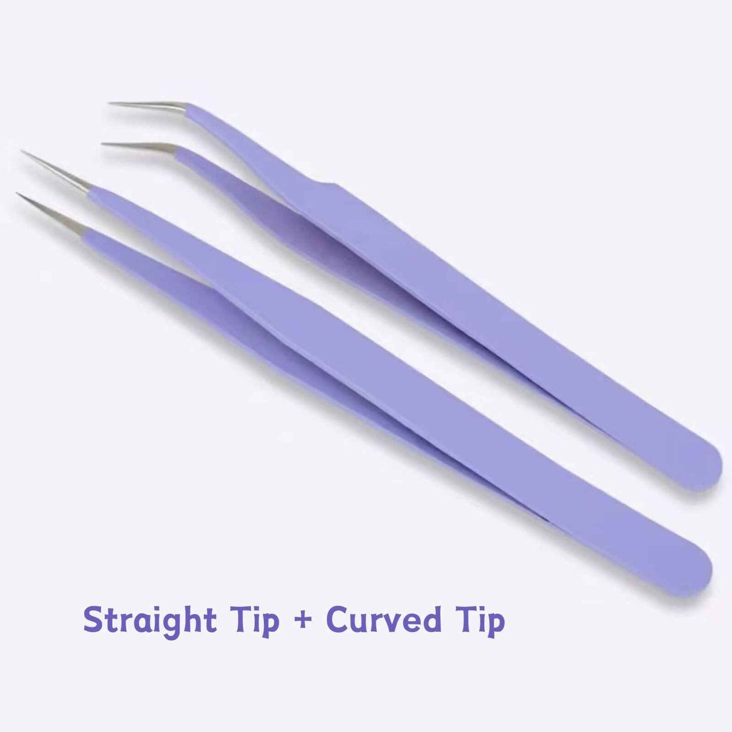 12MM Purple Stainless Steel DIY Tweezers, Straight Tip | Curved Tip