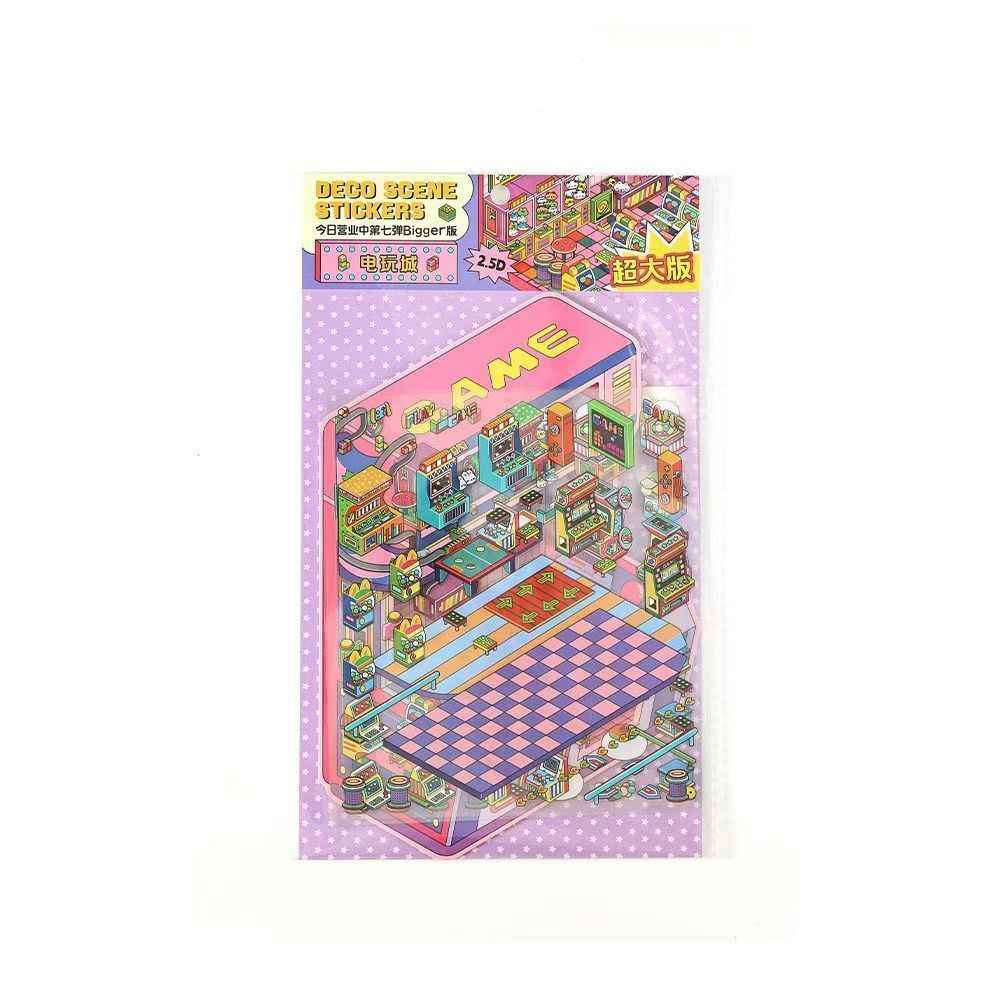 Today's Business Series 7.0 -Plus– 3D Miniature Sticker Scenes - 4 Theme Sets Record Store E-sports Arena Arcade Supply Station