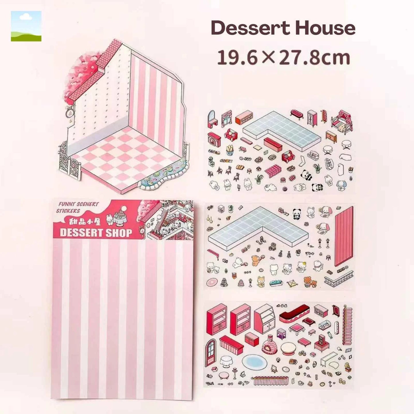 Cute Animals 14.0 – 3D Miniature Sticker Scenes - 4 Theme Set: Dessert House | Magic House | Zoo | Aquarium