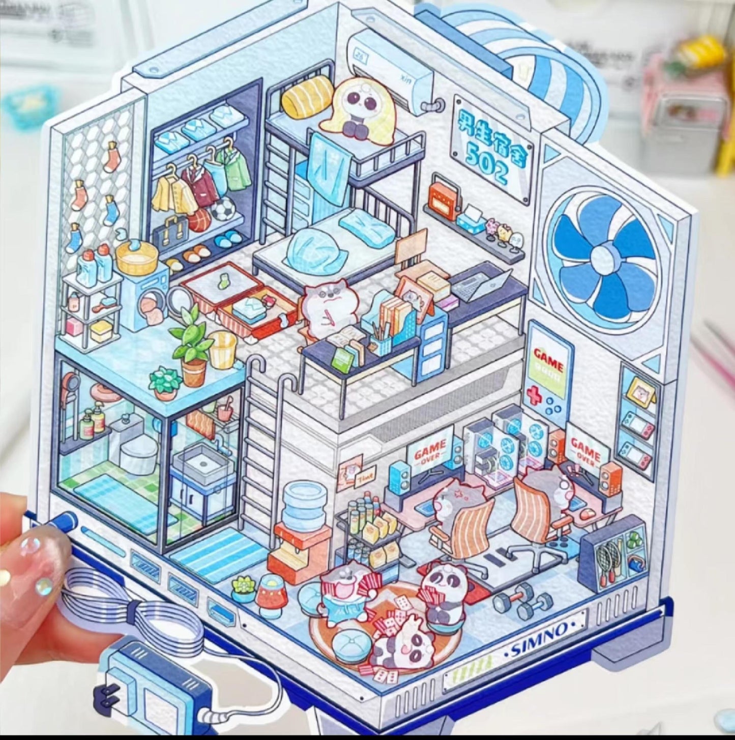 Animal Dormitory – 3D Miniature Scene Stickers – 2 Theme Sets: Blue Dorm | Pink Dorm