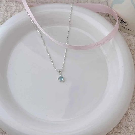 "Blue Starlight" 925 Sterling Silver Necklace with Blue Zircon - Elegant and Unique (Copy)