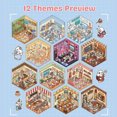 BoBo Puppy Sticker Book β 12 Fun-Themed Scenes | 3D Miniature Scene Stickers