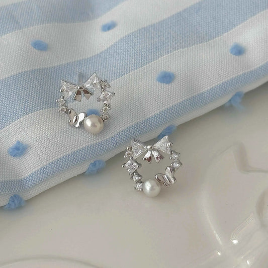 "Butterfly Dream" 925 Sterling Silver Butterfly Garland Freshwater Pearl Stud Earrings - Elegant and Unique (Copy)