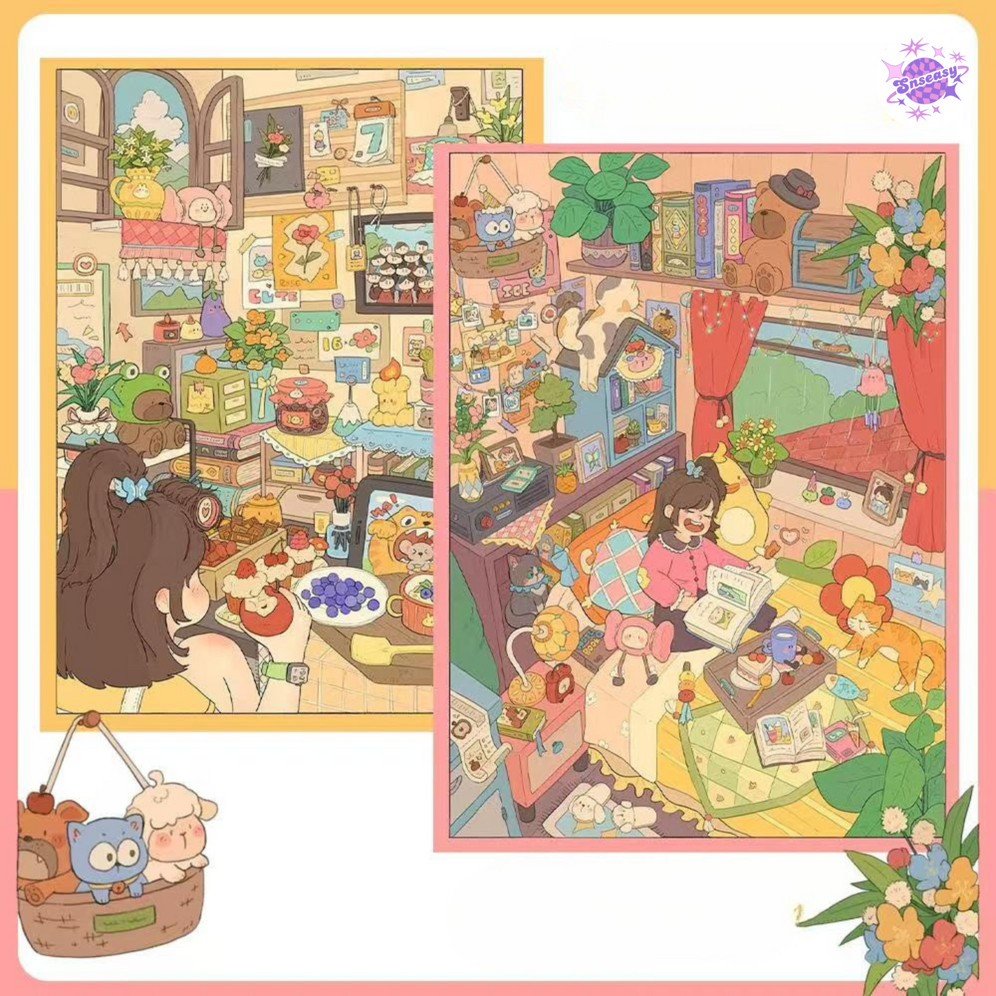 Cozy Home Life – 3D Miniature Sticker Scenes - 2 Theme Sets: Holiday Evening | Rainy Day Rest
