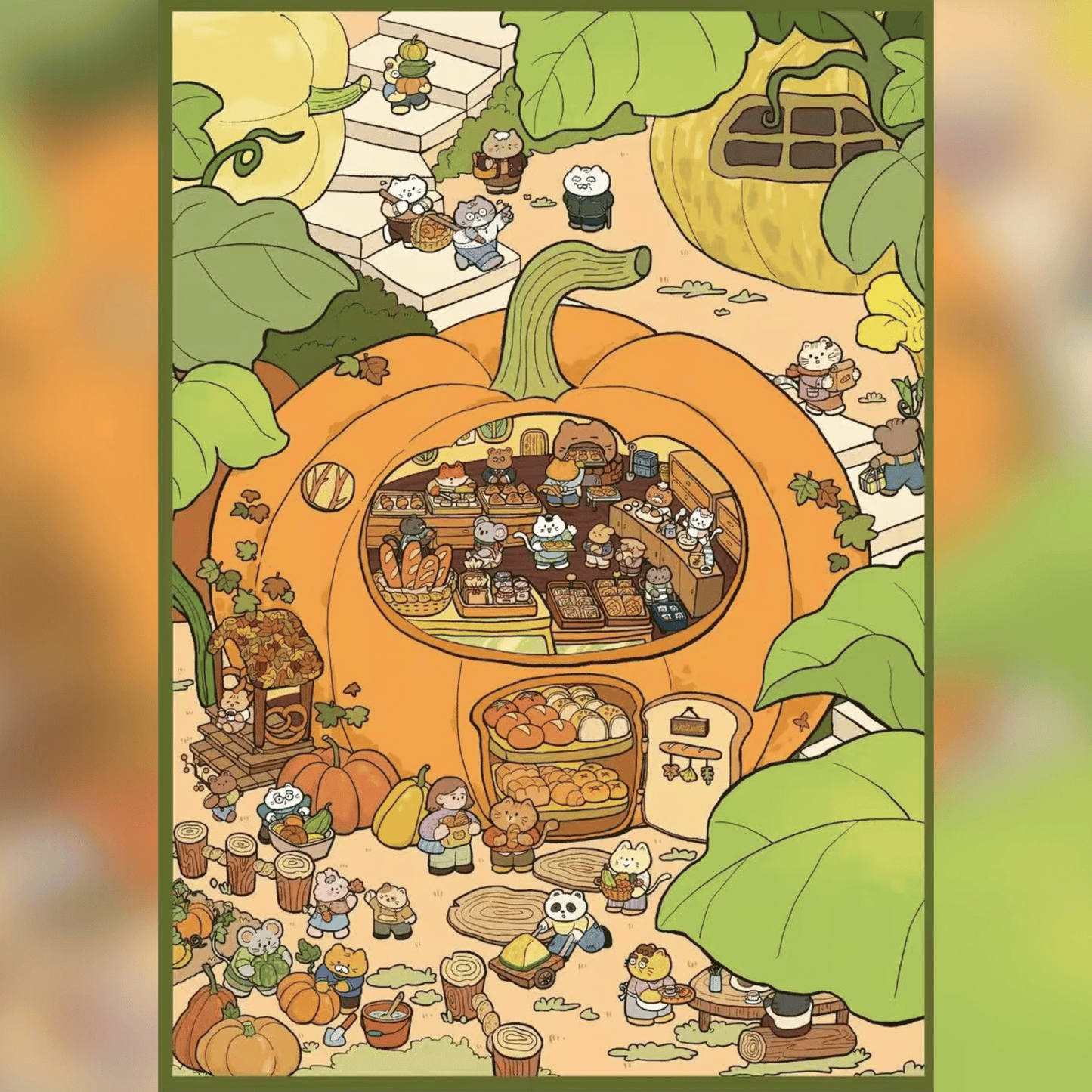 Cute Animal Workshop β Plus Size 3D Miniature Scene Stickers β 2 Theme Sets: Pumpkin Bakery | Undersea Nail Salon