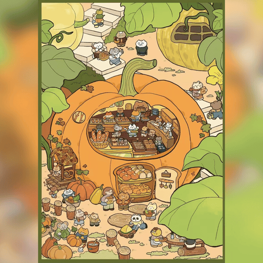 Cute Animal Workshop – Plus Size 3D Miniature Scene Stickers – 2 Theme Sets: Pumpkin Bakery | Undersea Nail Salon