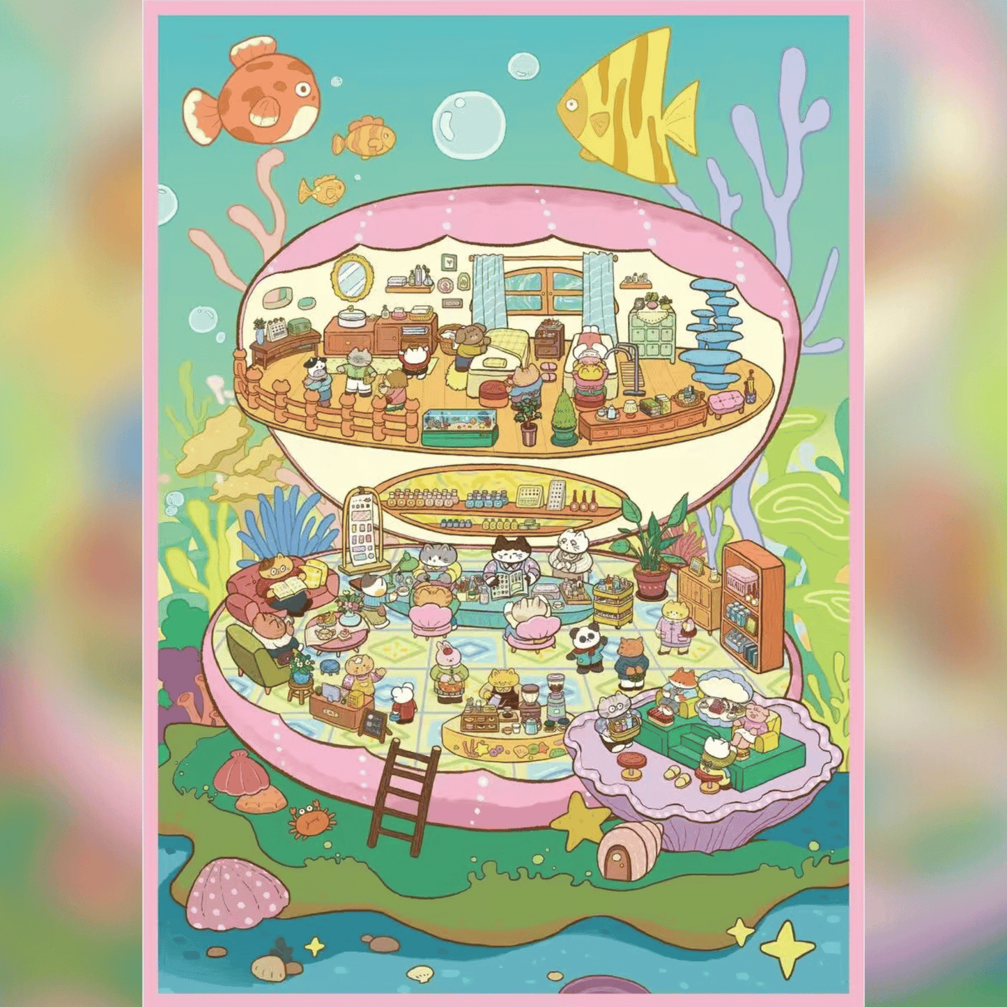 Cute Animal Workshop β Plus Size 3D Miniature Scene Stickers β 2 Theme Sets: Pumpkin Bakery | Undersea Nail Salon