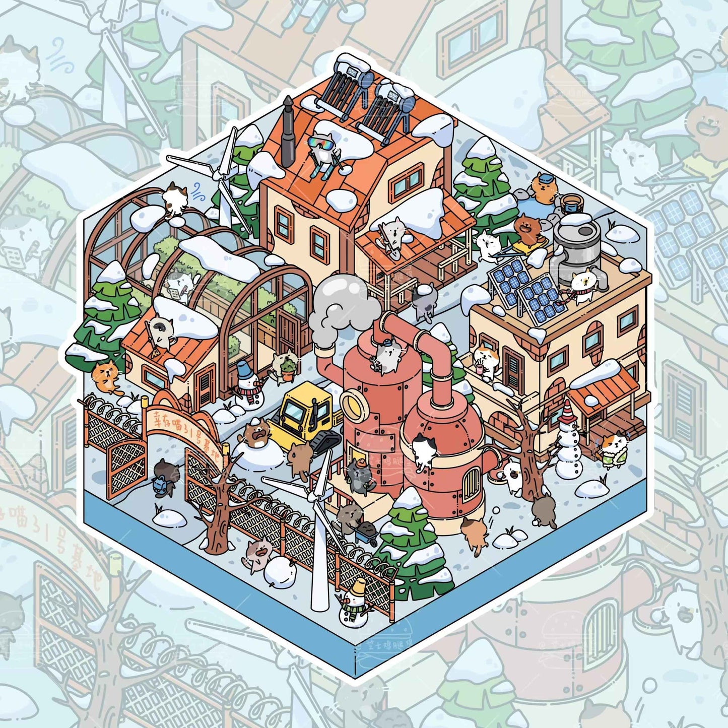 Cute Cat Sanctuary – 3D Miniature Scene Sticker – 4 Theme Sets: Forest Refuge | Snowy Shelter | Deep Sea Hideaway | Desert Haven