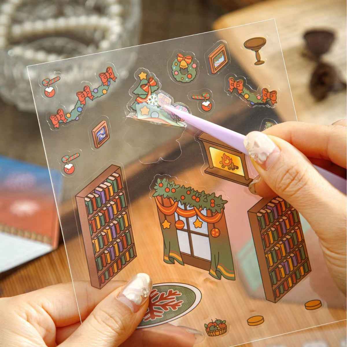 Cute Animal Party Stickers Scene – 12 Fun-Filled Themes: Bunny Flower Coffee | Puppy Supermarket | Penguin Christmas Cabin | Puppy Firework Night Market | Panda Bookstore | Panda Restaurant | Panda Theater | Panda Dress Shop | Bear Bakery | Capybara Offic - SNSEASY