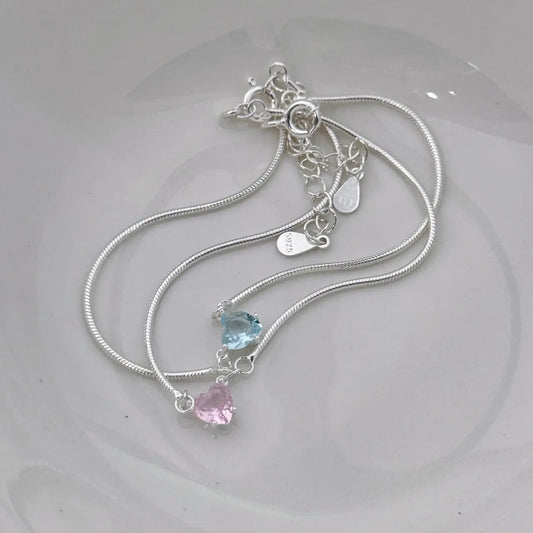 "Dopamine Color-Zircon" 925 Sterling Silver Snake-Chain Bracelet – Vivid, Sweet & Stackable