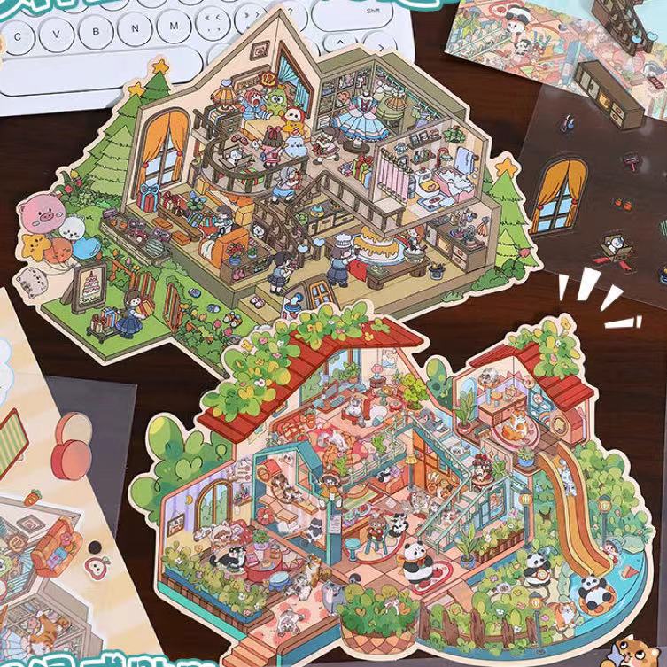 Dream Fairytale World – 12 Stickers Scene Themes: Lawn Wedding | Island Villa | Lazy House | Bunny Forest House | Traditional Hotpot Restaurant | Ancient Town | Elementary Classroom | High School Girls | Panda Villa | Birthday Party | Girl’s Forest Cottage | Cute Girl’s Home