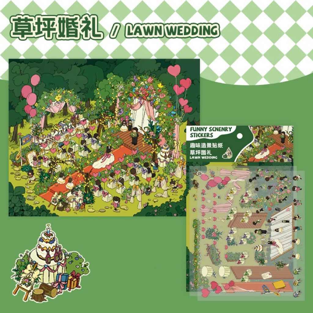 Dream Fairytale World – 12 Stickers Scene Themes: Lawn Wedding | Island Villa | Lazy House | Bunny Forest House | Traditional Hotpot Restaurant | Ancient Town | Elementary Classroom | High School Girls | Panda Villa | Birthday Party | Girl’s Forest Cottage | Cute Girl’s Home