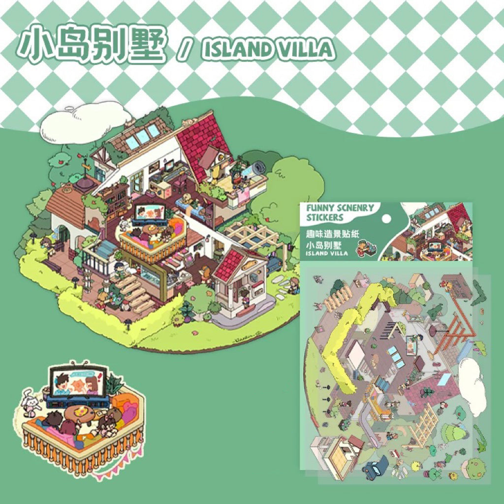 Dream Fairytale World – 12 Stickers Scene Themes: Lawn Wedding | Island Villa | Lazy House | Bunny Forest House | Traditional Hotpot Restaurant | Ancient Town | Elementary Classroom | High School Girls | Panda Villa | Birthday Party | Girl’s Forest Cottage | Cute Girl’s Home