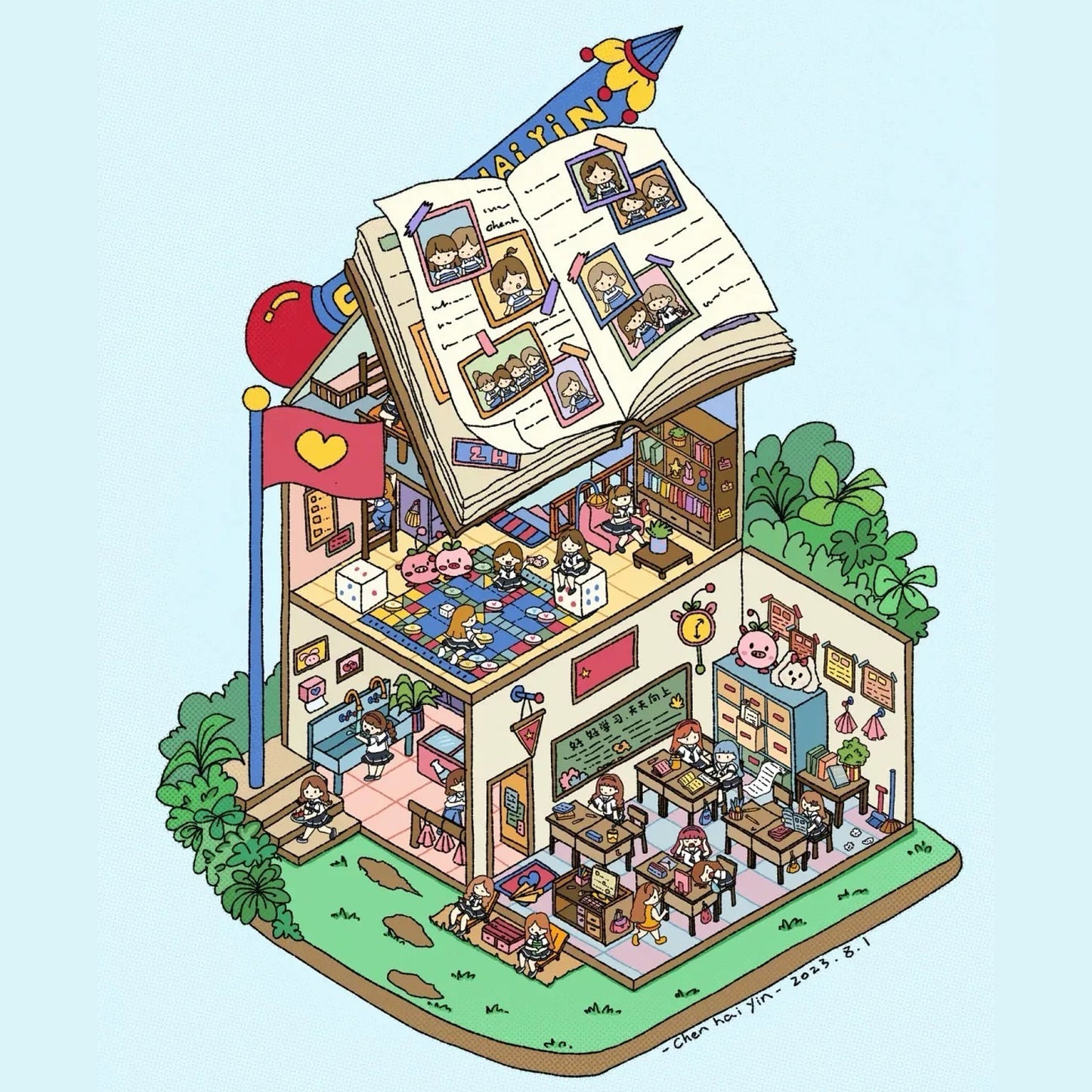 Dream Fairytale World – 12 Stickers Scene Themes: Lawn Wedding | Island Villa | Lazy House | Bunny Forest House | Traditional Hotpot Restaurant | Ancient Town | Elementary Classroom | High School Girls | Panda Villa | Birthday Party | Girl’s Forest Cottage | Cute Girl’s Home