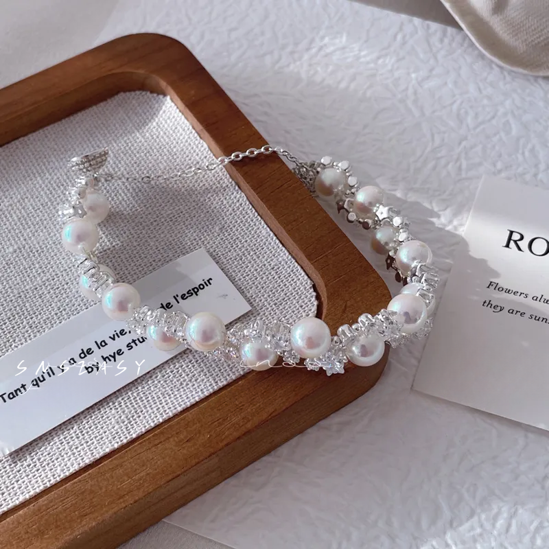 Galaxy Sparkle Pearl Bracelet – Swarovski Pearls with Magnetic Clasp