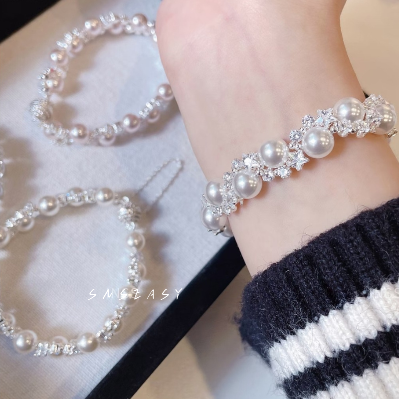 Galaxy Sparkle Pearl Bracelet – Swarovski Pearls with Magnetic Clasp