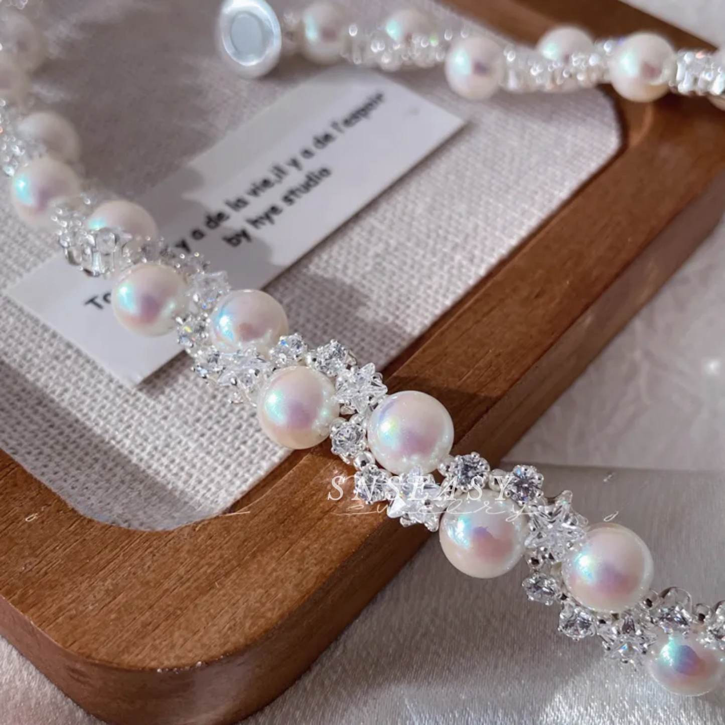 Galaxy Sparkle Pearl Necklace and Bracelet Set – Swarovski Pearls with Magnetic Clasp