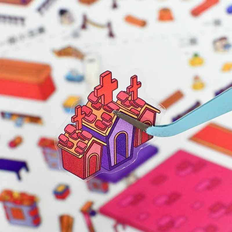 Game Start – 3D Miniature Scene Stickers – 4 Theme Sets: Cake Party | Adventurer’s Town | Mountain Wonderland | Haunted House