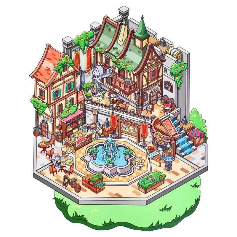 Game Start – 3D Miniature Scene Stickers – 4 Theme Sets: Cake Party | Adventurer’s Town | Mountain Wonderland | Haunted House