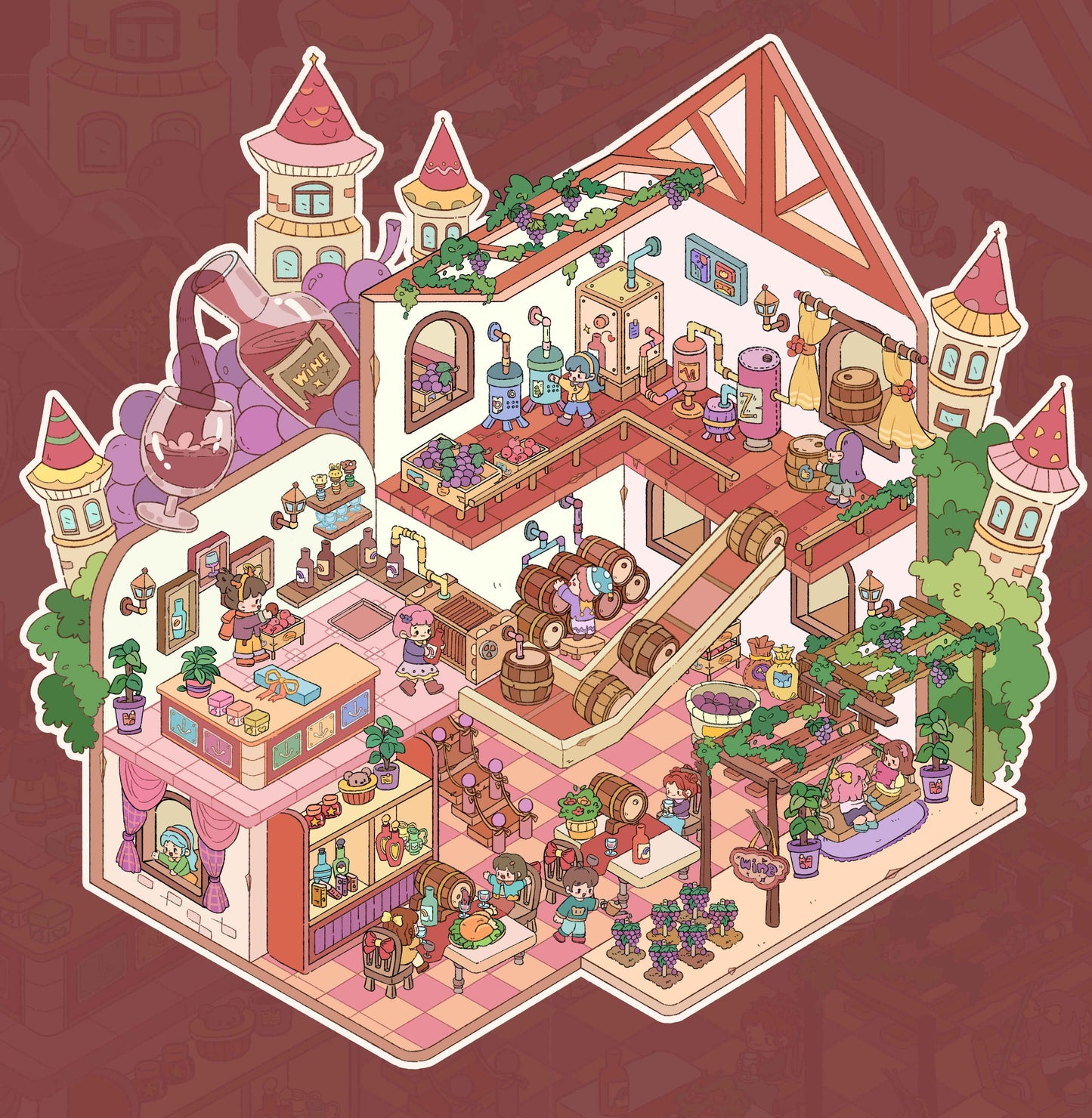 Horror Series 3.0 – 3D Miniature Sticker Scenes - 4 Theme Sets: Winery | Dog House | Abandoned Store | Horror Amusement Park