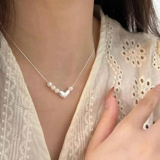 "Korean Drama Heroine" 925 Sterling Silver Chain with Natural Pearls - Irregular Pearl Design (Copy)