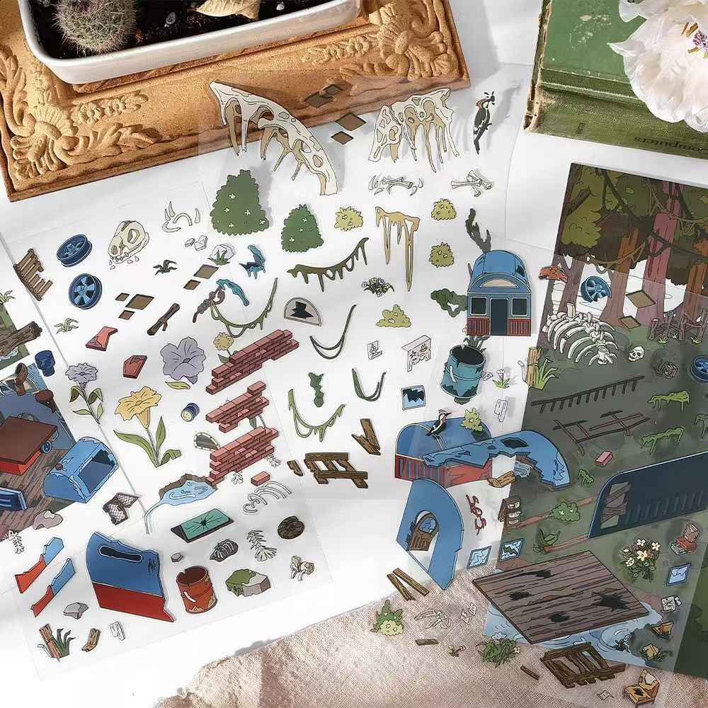 Lost World – 3D Miniature Scene Stickers – 2 Theme Sets: Forest | Sandbar
