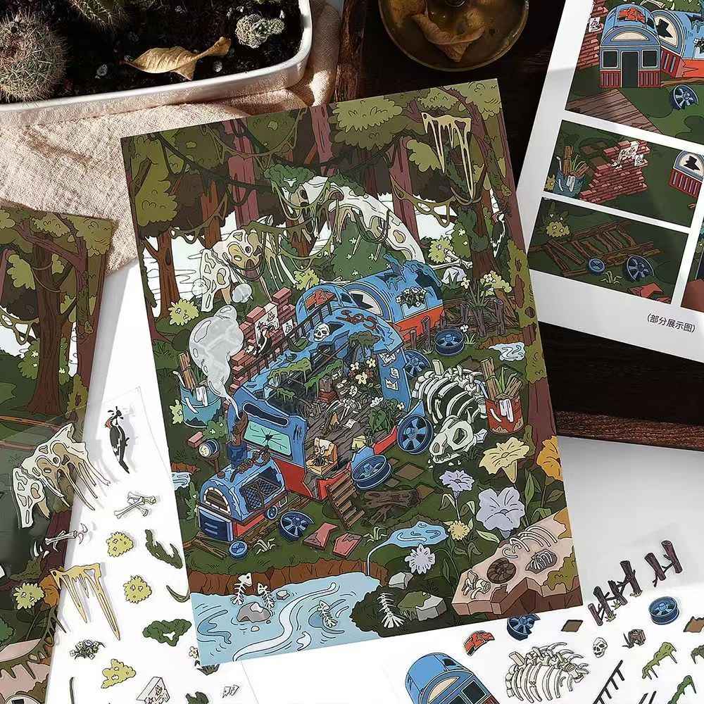 Lost World – 3D Miniature Scene Stickers – 2 Theme Sets: Forest | Sandbar