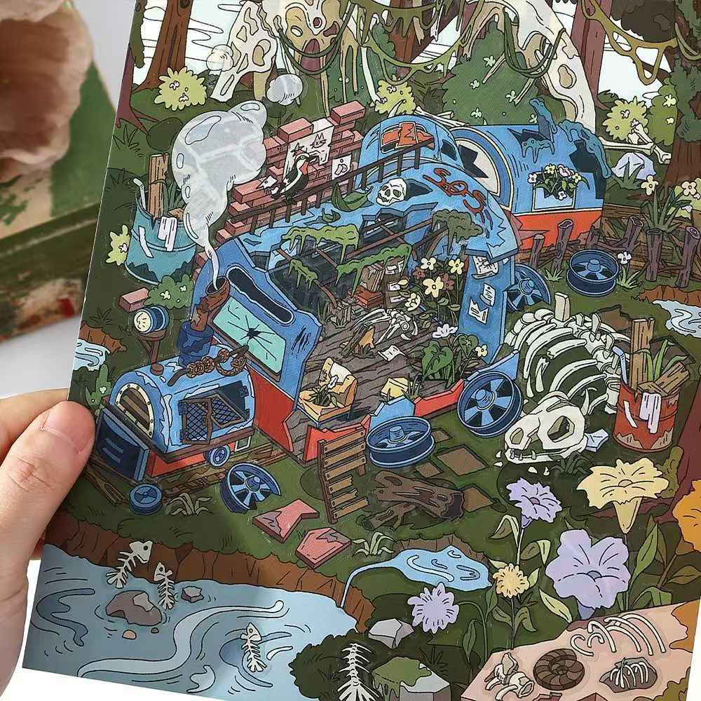 Lost World – 3D Miniature Scene Stickers – 2 Theme Sets: Forest | Sandbar