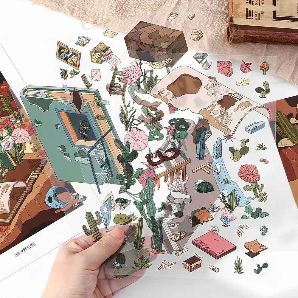 Lost World – 3D Miniature Scene Stickers – 2 Theme Sets: Forest | Sandbar