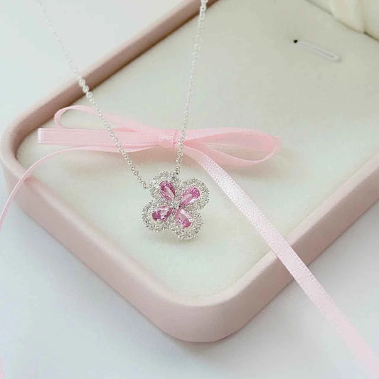 "Lucky Clover Tale" 925 Sterling Silver Necklace with 5A Zircon β Sweet, Sparkling & Fortunate (Copy)