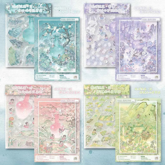 Luminous Wonderland Plus Size – 3D Miniature Scene Stickers 4 Themes: Pink Peach | Green Willow | Blue Apricot | Purple Plum