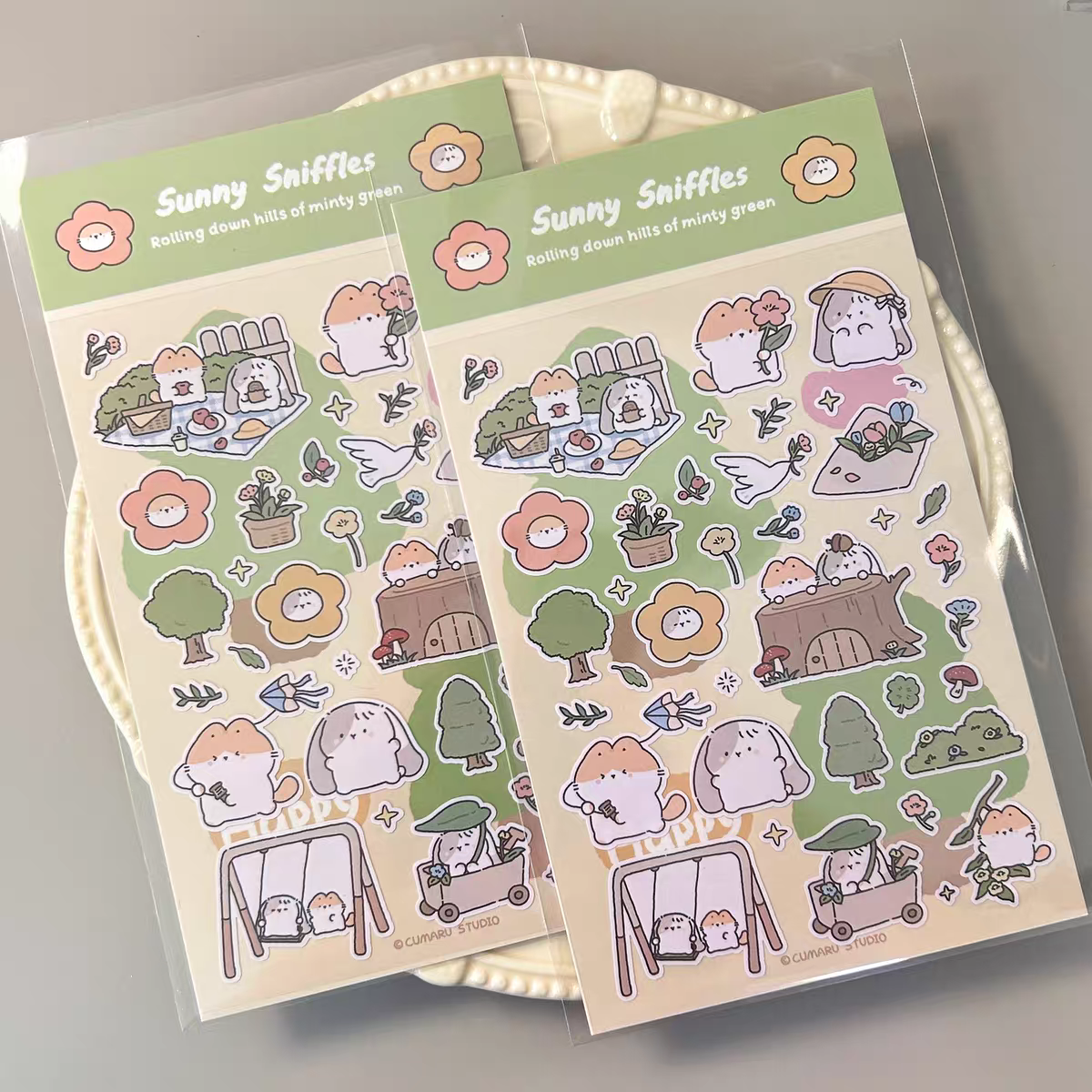 Meow & Bun All-in-One Cute Stationery Set β 15-Piece Gift Box for Journal Lovers