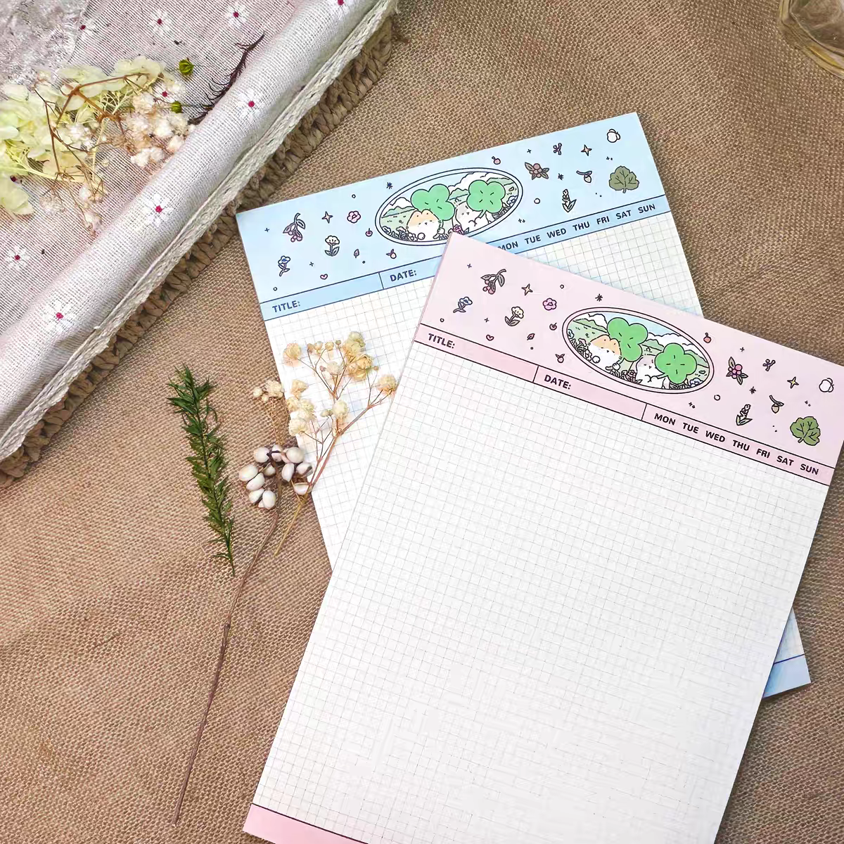 Meow & Bun All-in-One Cute Stationery Set β 15-Piece Gift Box for Journal Lovers