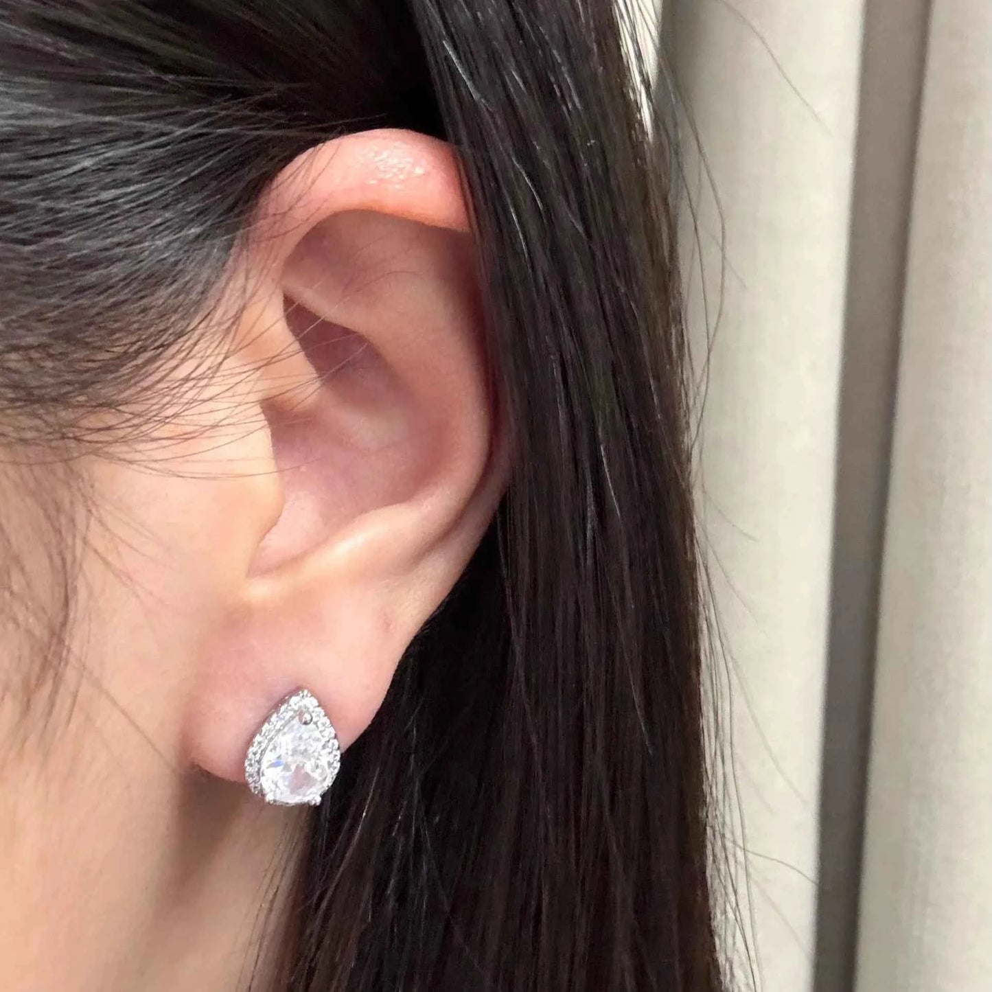 "Mermaid’s Tear" White Diamond Stud Earrings – S925 Sterling Silver Posts with 5A Cubic Zirconia (Copy)