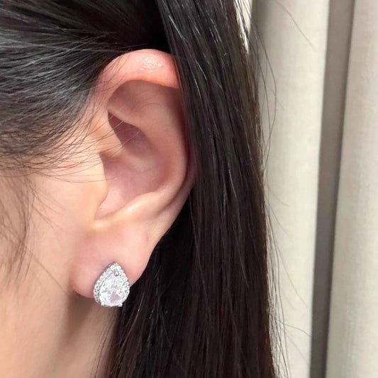 "Mermaid’s Tear" White Diamond Stud Earrings – S925 Sterling Silver Posts with 5A Cubic Zirconia (Copy)