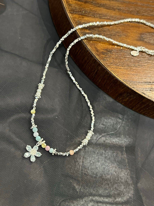 "Blue Blossom Beads" 925 Sterling Silver Necklace