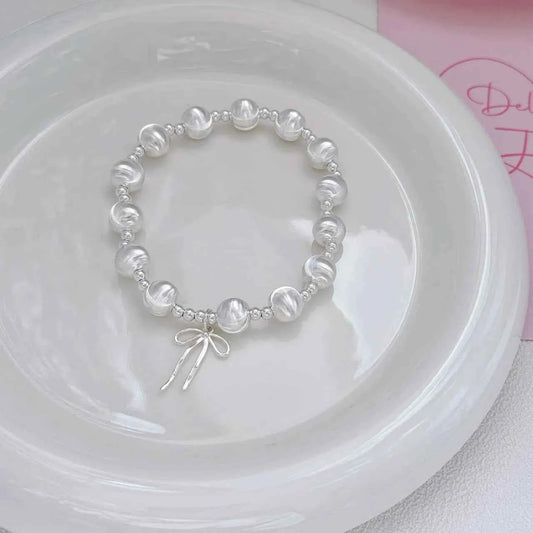 "On the Run Princess" 925 Sterling Silver Cat's Eye Bead Bracelet - Elegant and Youthful