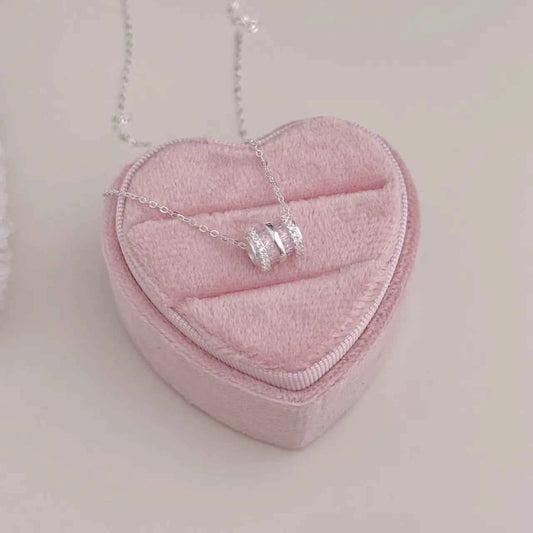 "Pink Fortune Bead" 999 Pure Silver Necklace with Zircon - Elegant and Charming