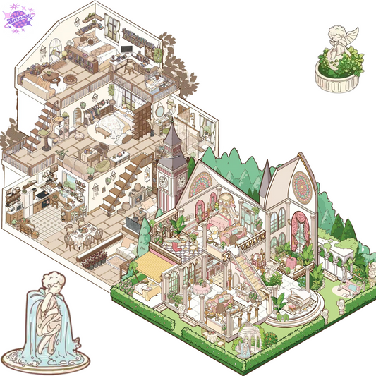 Plus Cozy Villa – 3D Miniature Sticker Scenes - 2 Theme Sets: Vintage Villa | Garden Villa