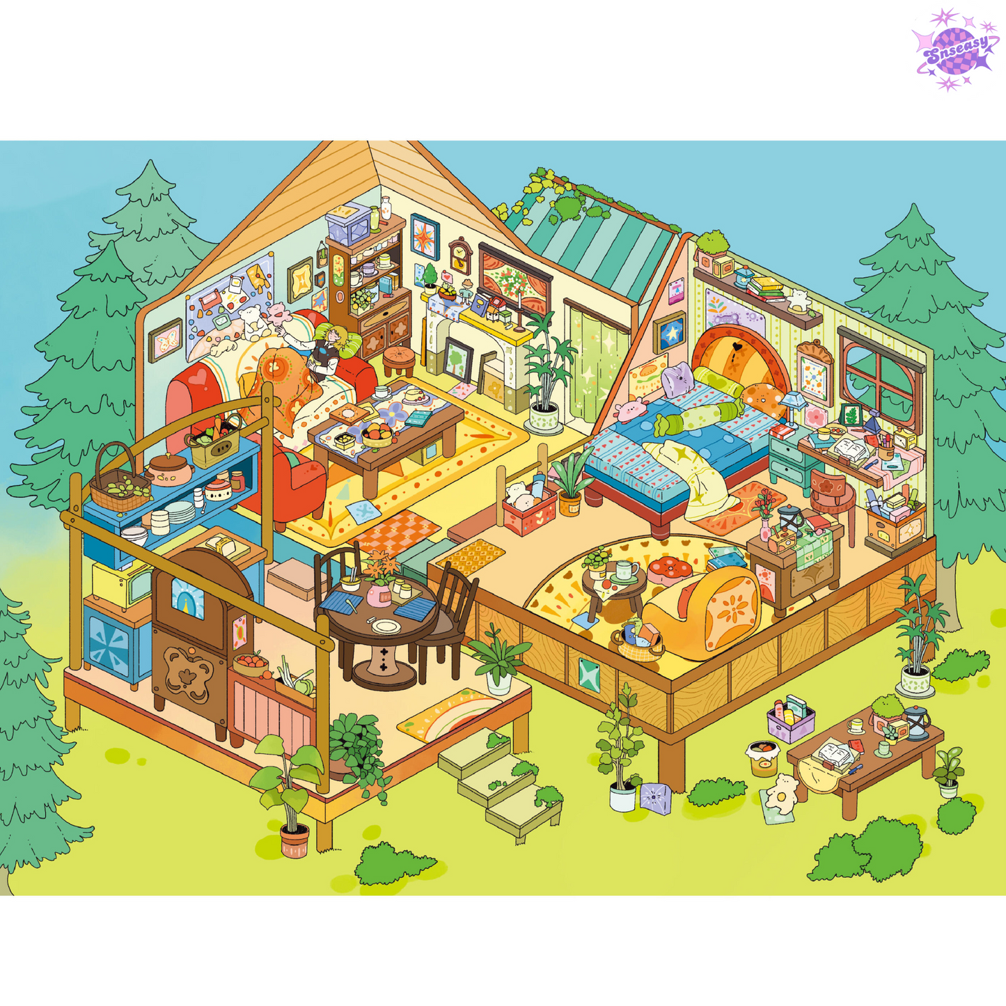 Plus Dream House 9.0 – 3D Miniature Sticker Scenes - 4 Theme Sets: Night House | Garden House | Treehouse | Warm House
