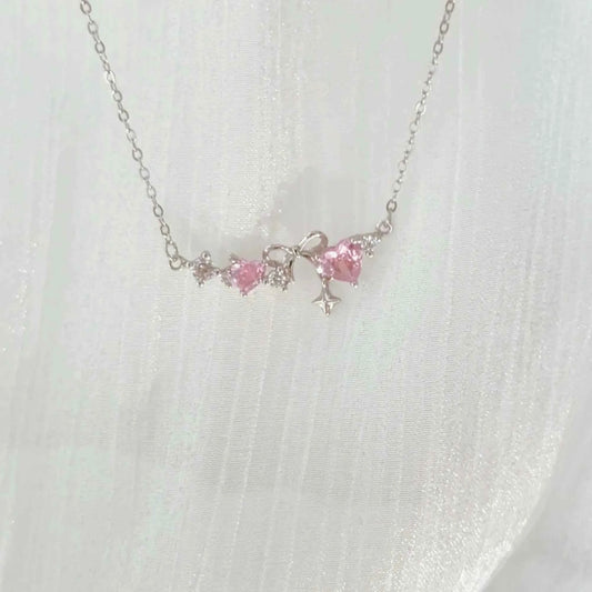 "Romantic Heartbeat" 925 Sterling Silver Pink Heart Bow Necklace – Delicate & Gift-Ready (Copy)