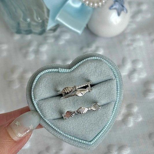 "Shell Fisherman's Island" 925 Sterling Silver Shell and Double Fish Ring - Unique and Charming (Copy)