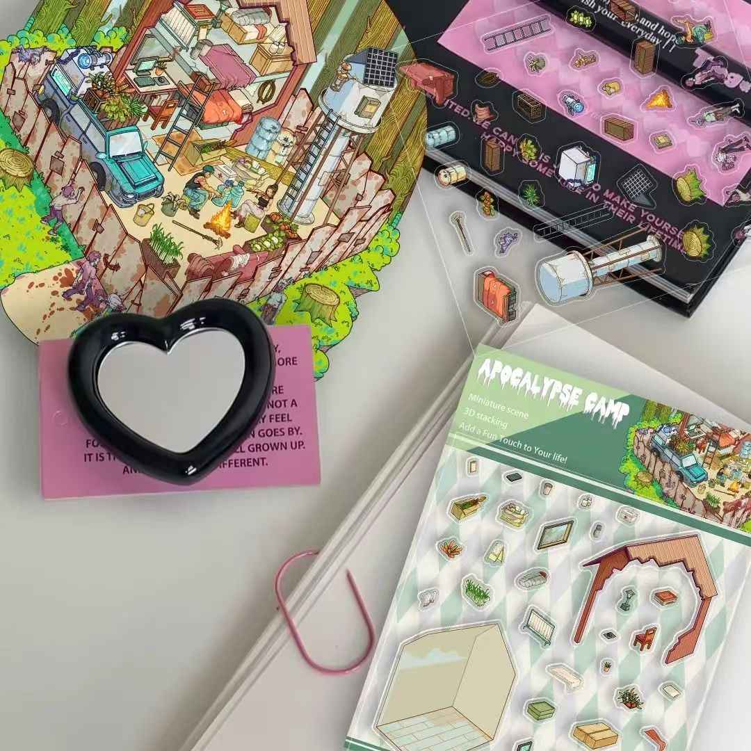 The End of the World β 3D Miniature Scene Stickers β 2 Theme Sets: Doomsday Cabin | Apocalypse Camp