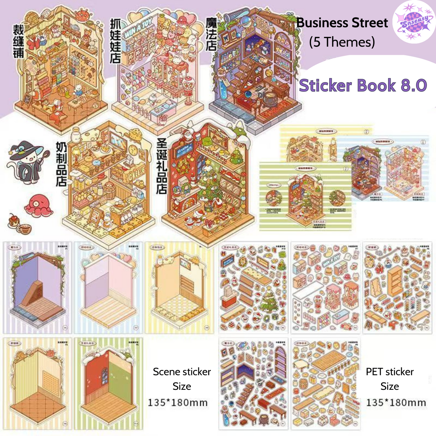 Miniature 3D Scene Stickers Scrapbook with 20 Pcs Unique Themes, Best Gifts, 1.0 | 2.0 | 3.0 | 4.0 | 5.0 | 6.0 - SNSEASY